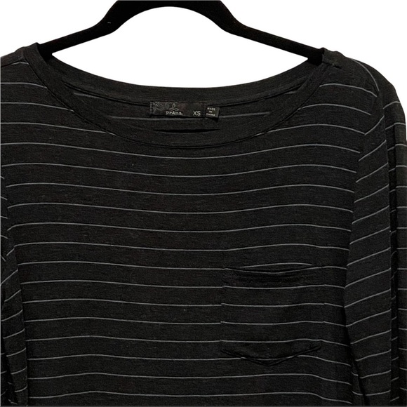 Prana Lightweight Blue Gray Striped Long Sleeve Layering Travel Top 4543 - Picture 2 of 6